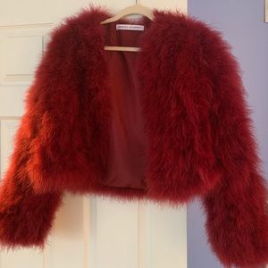 Rebecca Minkoff Maroon Red Fur Jacket
